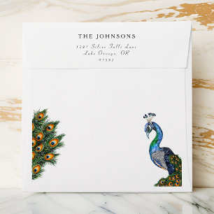 Elegant Watercolor Peacock Envelope