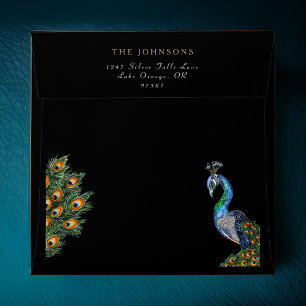 Elegant Watercolor Peacock Envelope
