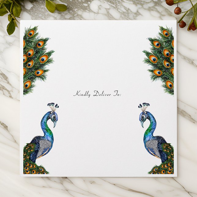 Elegant Watercolor Peacock Envelope (Creator Uploaded)