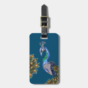 Elegant Watercolor Peacock Luggage Tag