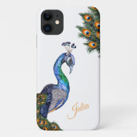Elegant Watercolor Peacock Personalised