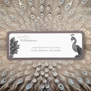 Elegant Watercolor Peacock Return Address Label
