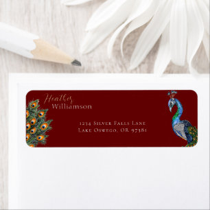 Elegant Watercolor Peacock Return Address Label