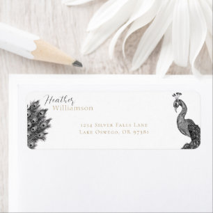 Elegant Watercolor Peacock Return Address Label