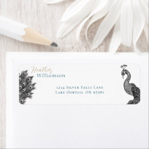 Elegant Watercolor Peacock Return Address Label
