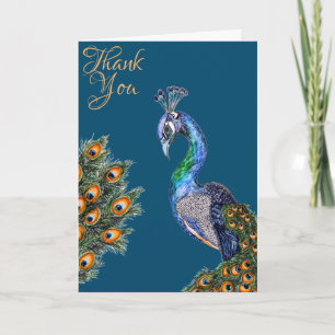 Elegant Watercolor Peacock Thank You Card