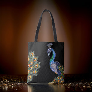Elegant Watercolor Peacock Tote Bag