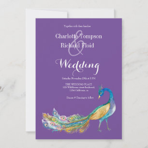 Elegant Watercolor Peacock Wedding Invitation