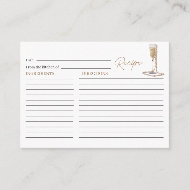 Elegant Watercolor Pearls and Prosecco Bridal Show Enclosure Card (Front)