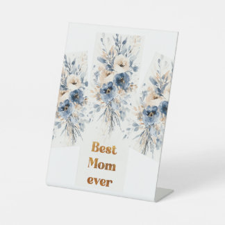 Elegant Watercolor Peonies & Pastel Wildflowers Pedestal Sign