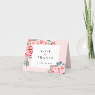 Elegant Watercolor Peonies Wedding Thank You Card