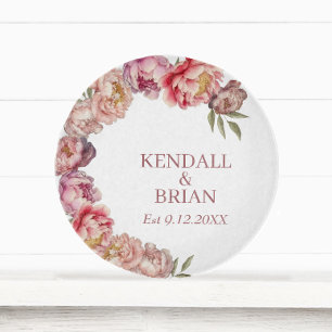 Elegant Watercolor Peony Custom Family Cutting Board