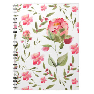 Elegant Watercolor Peony Floral botanical Notebook