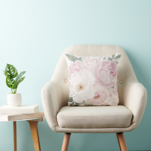Elegant Watercolor Peony Flowers Cushion