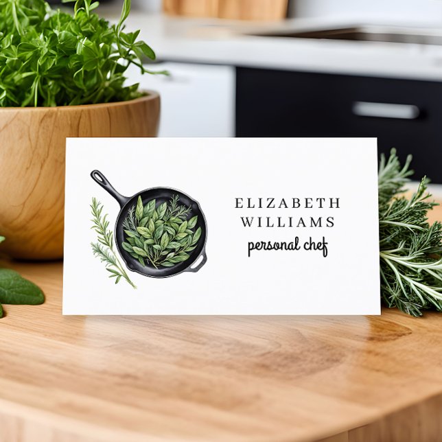 Elegant Watercolor Personal Chef QR Code  Business Card (Creator Uploaded)