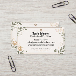 Elegant Watercolor Personalised Pet Sitter Business Card
