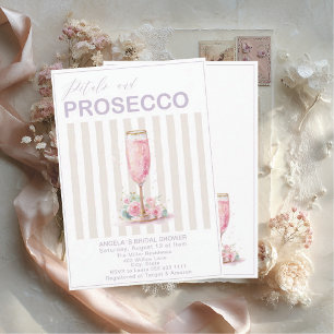 Elegant Watercolor Petals and Prosecco  Bridal Sho Invitation