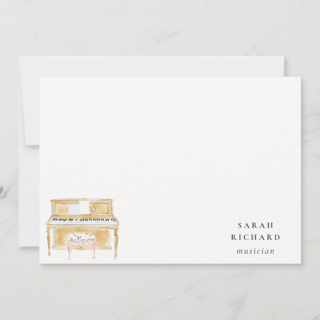 Elegant Watercolor Piano Musician Music Teacher Card (Front)