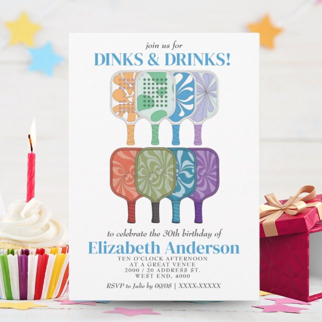 Elegant Watercolor Pickleball Birthday Party Invitation (Creator Uploaded)