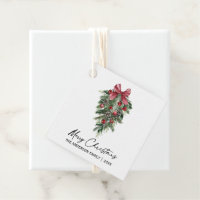 Elegant Watercolor Pine Calligraphy Ink Christmas