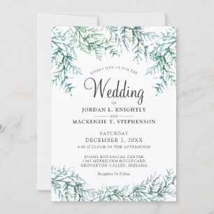 Elegant Watercolor Pine Wedding Invitation