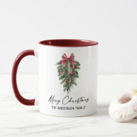 Elegant Watercolor Pines Calligraphy Ink Christmas