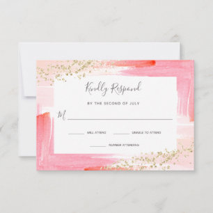 Elegant Watercolor Pink and Gold Bat Mitzvah RSVP Card