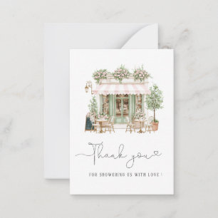 Elegant Watercolor Pink Bonjoor bebe Baby shower Card