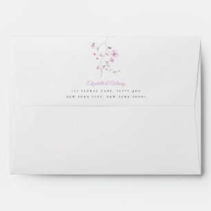 Elegant Watercolor Pink Botanical Wedding Envelope