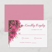 Elegant Watercolor Pink Bougainvillea Wedding