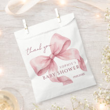 Elegant Watercolor Pink Bow Baby Shower