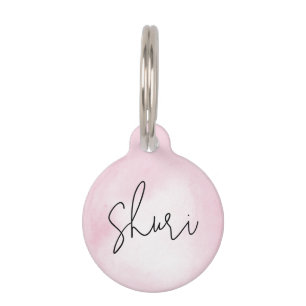 Elegant Watercolor Pink Dog Pet ID Tag