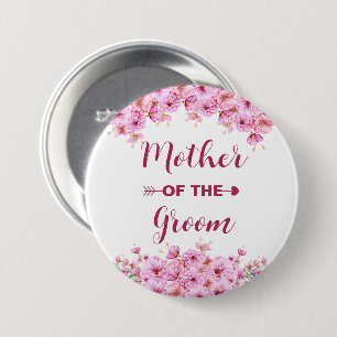 Elegant Watercolor Pink Floral Mother Of The Groom 7.5 Cm Round Badge