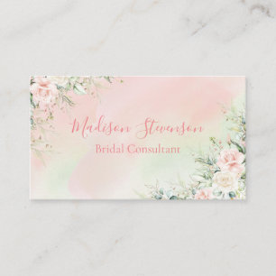 Elegant Watercolor Pink Floral Personalised Girly Business Card