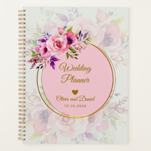Elegant Watercolor Pink Floral, Rose Organiser