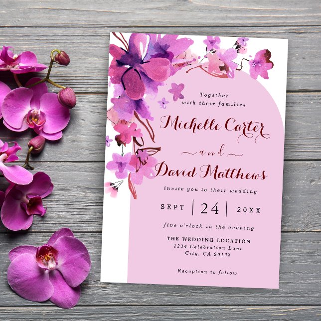 Elegant Watercolor Pink Florals Wedding Invitation (Creator Uploaded)