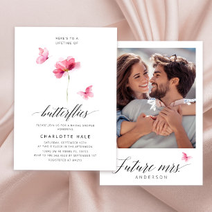 Elegant Watercolor Pink Flower Bridal Shower Invitation
