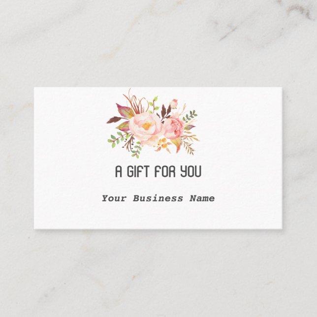 Elegant Watercolor Pink Flowers Custom Loyalty Card (Front)