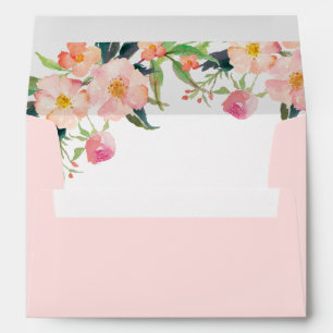 Elegant Watercolor Pink Flowers for 5x7 Invitation Envelope