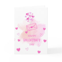 Elegant Watercolor Pink Hearts Valentine’s Day Gre