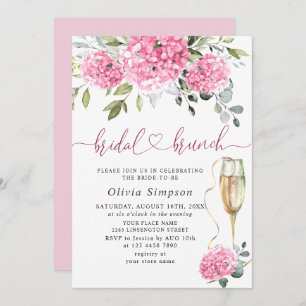 Elegant Watercolor Pink Hydrangea BRIDAL SHOWER Invitation