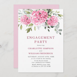 Elegant Watercolor Pink Hydrangea ENGAGEMENT PARTY Invitation