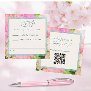 Elegant Watercolor Pink Hydrangea Garden Wedding Enclosure Card