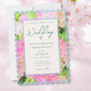 Elegant Watercolor Pink Hydrangea Garden Wedding  Invitation
