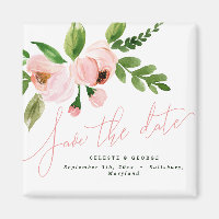 elegant watercolor pink peony save the date