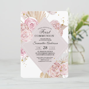 Elegant Watercolor Pink & Purple Floral Frame  Invitation