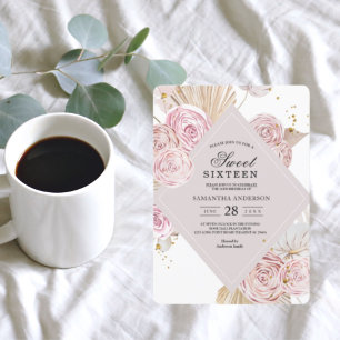 Elegant Watercolor Pink & Purple Floral Frame  Invitation