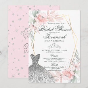 Elegant Watercolor Pink Rose Bridal Shower Invitat Invitation