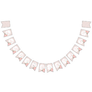 Elegant Watercolor Pink Rose Girl 1st Birthday Bunting