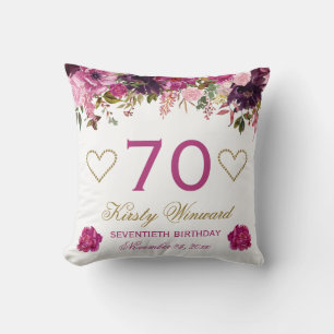 Elegant Watercolor Pink Spring Flowers Birthday Cushion